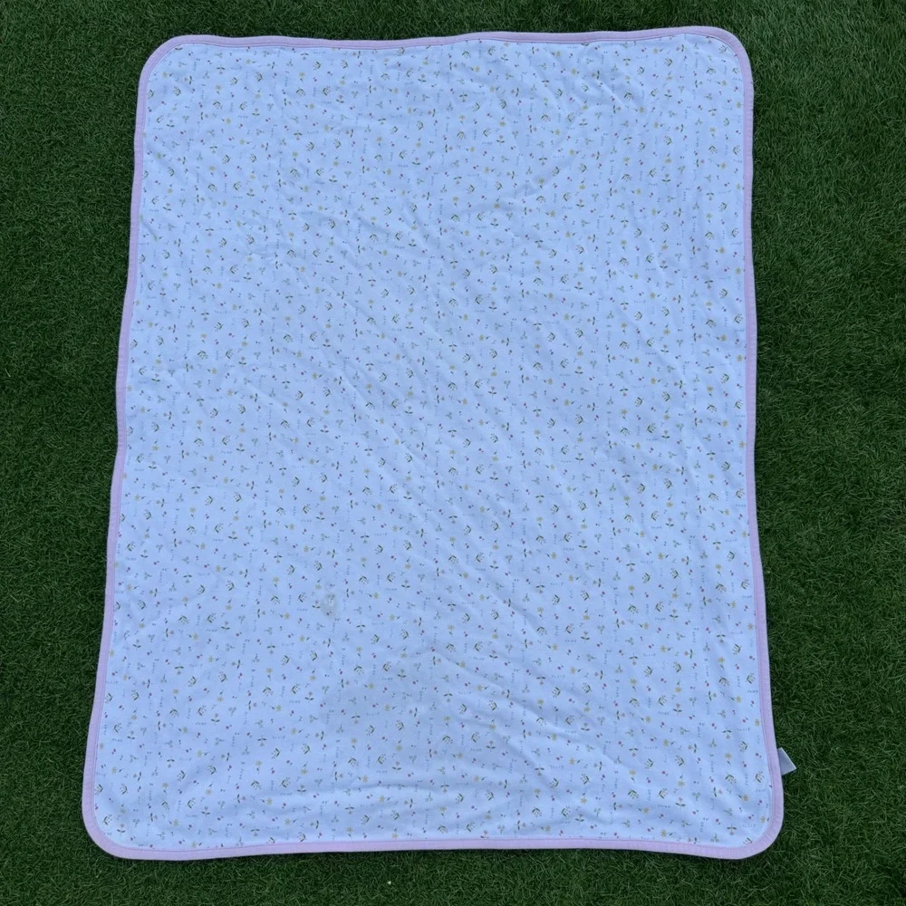 Vintage Gymboree Pretty in Pink Baby Blanket White pink Purple Flowers 2001